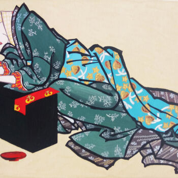 Dessin intitulée "Young Japanese woma…" par Iriia Belogorskaya, Œuvre d'art originale, Gouache
