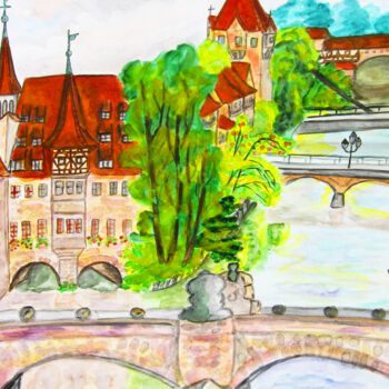 Картина под названием "Nuremberg 4" - Irina Afonskaya, Подлинное произведение искусства, Акварель