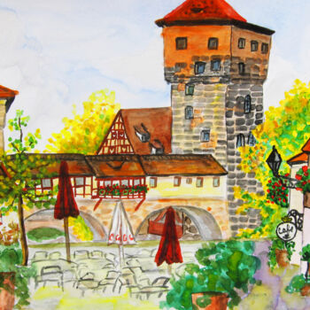 Malerei mit dem Titel "Nuremberg 6" von Irina Afonskaya, Original-Kunstwerk, Aquarell