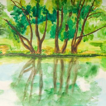 제목이 "Willow trees with r…"인 미술작품 Irina Afonskaya로, 원작, 수채화