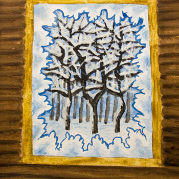 Schilderij getiteld "Winter window 2" door Irina Afonskaya, Origineel Kunstwerk, Gouache