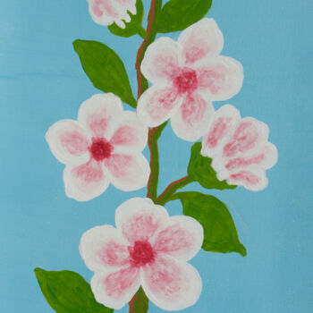 Pintura intitulada "Branch with pink-wh…" por Irina Afonskaya, Obras de arte originais, Acrílico