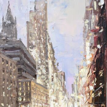 Painting titled "New York City. Even…" by Irina Alexandrina, Original Artwork, Oil