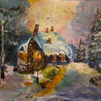 Peinture intitulée "Новогодняя сказка д…" par Irina Androsova, Œuvre d'art originale, Gouache