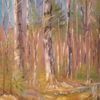 Dessin intitulée "Весенний день в лес…" par Irina Androsova, Œuvre d'art originale, Pastel