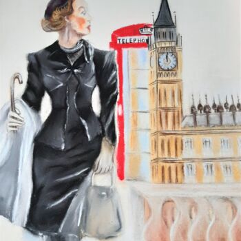Disegno intitolato "This is london" da Irina Androsova, Opera d'arte originale, Pastello