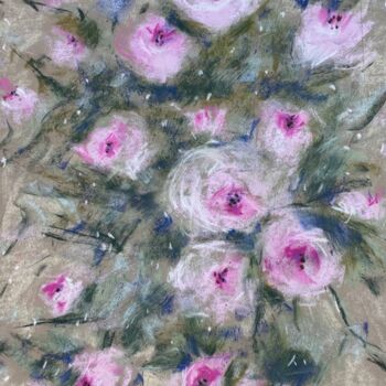 Painting titled "Delicate pink rose" by Irina Anis, Original Artwork, Pastel
