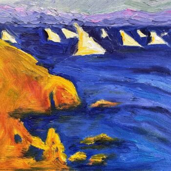 Painting titled "Blue Sea" by Irina Anis, Original Artwork, Oil