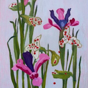 Картина под названием "Rise of Irises: Enc…" - Irina Anis, Подлинное произведение искусства, Масло