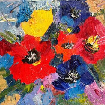 Pintura intitulada "Floral energy" por Irina Anis, Obras de arte originais, Óleo