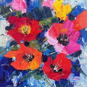Malerei mit dem Titel "Floral Euphoria" von Irina Anis, Original-Kunstwerk, Öl