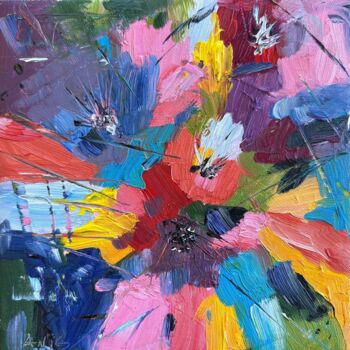 Peinture intitulée "Abstract floral fir…" par Irina Anis, Œuvre d'art originale, Huile