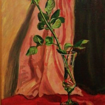 Painting titled "Rose de la Saint Va…" by Irina Anossova, Original Artwork, Oil