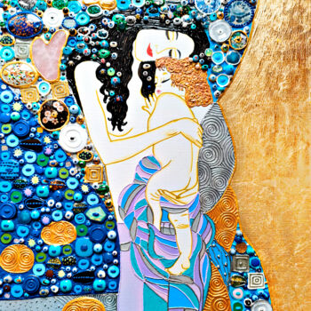 Peinture intitulée "Woman and child / M…" par Irina Bast, Œuvre d'art originale, Mosaïque Monté sur Châssis en bois
