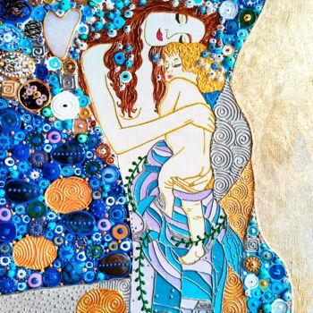 Malerei mit dem Titel "Woman and child / M…" von Irina Bast, Original-Kunstwerk, Mosaik Auf Keilrahmen aus Holz montiert