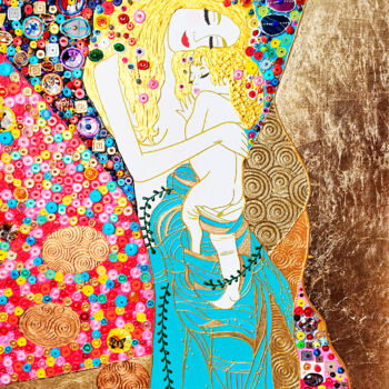 Painting titled "Mother and child (G…" by Irina Bast, Original Artwork, Mosaic Mounted on Wood Stretcher frame