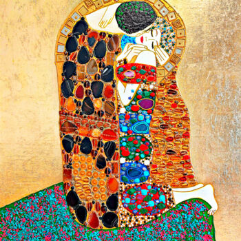 Peinture intitulée "KISS GUSTAV KLIMT,…" par Irina Bast, Œuvre d'art originale, Acrylique Monté sur Châssis en bois