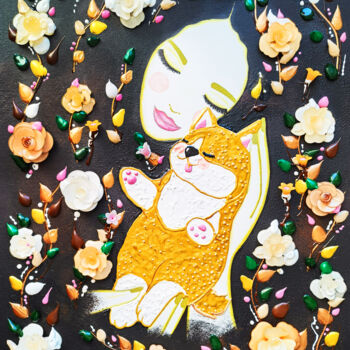 "Woman and puppy por…" başlıklı Tablo Irina Bast tarafından, Orijinal sanat, Akrilik