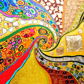 Schilderij getiteld "Colorful vivid spir…" door Irina Bast, Origineel Kunstwerk, Acryl Gemonteerd op Frame voor houten branc…
