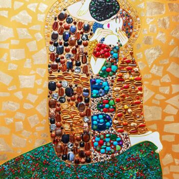 Peinture intitulée "The Kiss Klimt - GE…" par Irina Bast, Œuvre d'art originale, Pierre Monté sur Châssis en bois