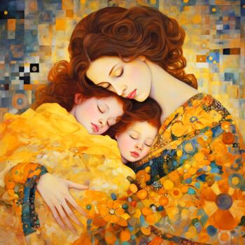 Digital Arts titled "MOTHER and DAUGHTER…" by Irina Bast, Original Artwork, Digital Print Mounted on Wood Stretcher frame