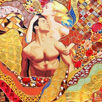 Картина под названием "Love painting. Man…" - Irina Bast, Подлинное произведение искусства, Акрил Установлен на Деревянная р…