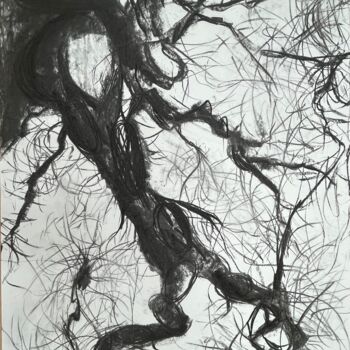 Рисунок под названием "Donne-moi ta main" - Irina Bellaye, Подлинное произведение искусства, Древесный уголь