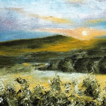 Painting titled "The Valley" by Irina Brazhnikova, Original Artwork, Oil Mounted on Cardboard