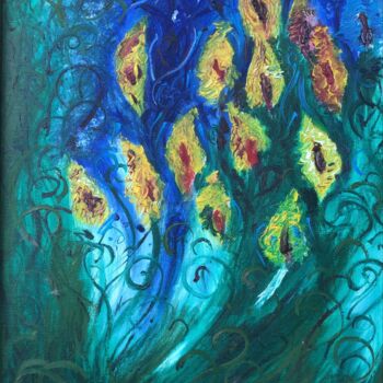 Pintura intitulada "The Flowers" por Irina Brazhnikova, Obras de arte originais, Óleo Montado em Cartão