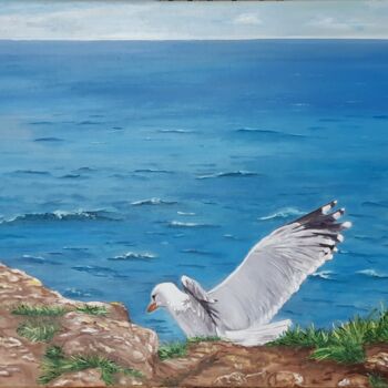 Painting titled "Ma mouette" by Irina Caby (Bonbon.mme), Original Artwork, Oil