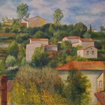 Peinture intitulée "La colline en face" par Irina Cavat, Œuvre d'art originale, Huile Monté sur Châssis en bois