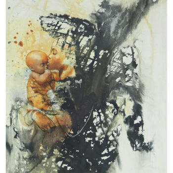 Pintura titulada "“Baiser maternel”" por Irina Condé, Obra de arte original, Acrílico Montado en Bastidor de camilla de made…