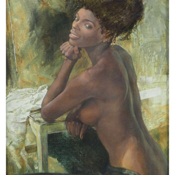 Peinture intitulée ""Beauté noire 3"" par Irina Condé, Œuvre d'art originale, Acrylique Monté sur Châssis en bois