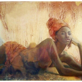 Картина под названием "“Beauté noire 6”" - Irina Condé, Подлинное произведение искусства, Акрил Установлен на Деревянная рам…