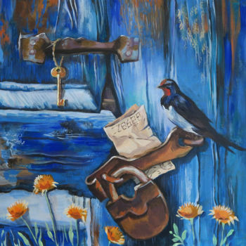 Painting titled "The forgotten Letter" by Irina Danilova, Original Artwork, Oil Mounted on Wood Stretcher frame