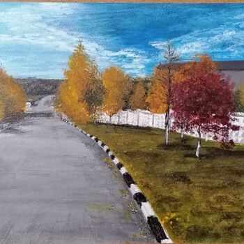 Peinture intitulée "Осенний пейзаж" par Irina Deriugina, Œuvre d'art originale, Acrylique
