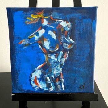Painting titled "Silhouette en bleu" by Irina Duquesne, Original Artwork, Acrylic