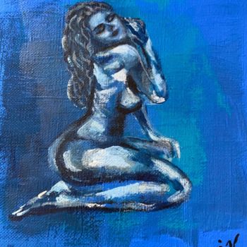 Painting titled "« Assise en bleu n°…" by Irina Duquesne, Original Artwork, Acrylic