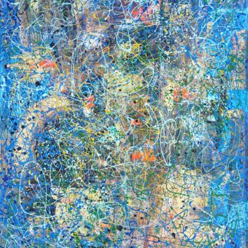 Картина под названием "Blue Yellow Red Ori…" - Irina Fedorova, Подлинное произведение искусства, Акрил