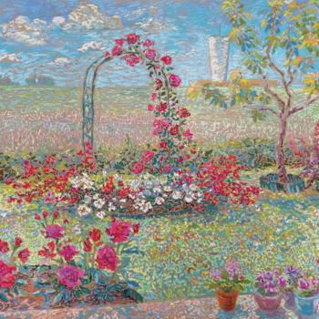 Painting titled "Mon Jardin" by Irina Grigoriev-Vaschinkina, Original Artwork, Pastel
