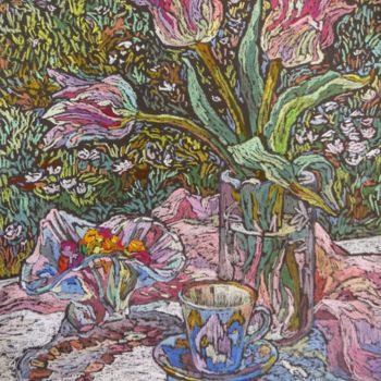 Peinture intitulée "Tout En Rose" par Irina Grigoriev-Vaschinkina, Œuvre d'art originale, Pastel