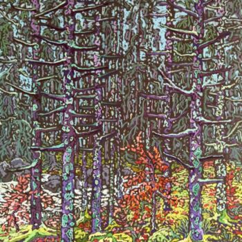 Painting titled "Forêt-noire" by Irina Grigoriev-Vaschinkina, Original Artwork, Pastel