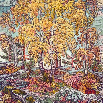 Peinture intitulée "Automne doré En Fon…" par Irina Grigoriev-Vaschinkina, Œuvre d'art originale, Pastel