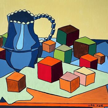 Painting titled "Peaches and jug" by Irina Gvozdetskaya, Original Artwork, Acrylic