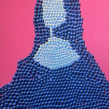 Peinture intitulée "Blueberry Mona Lisa" par Irina Gvozdetskaya, Œuvre d'art originale, Acrylique
