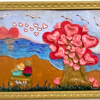 Картина под названием "Любовь" - Ирина Холодён, Подлинное произведение искусства, Акрил Установлен на Деревянная панель