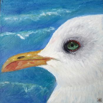 Schilderij getiteld "Gull" door Ora, Origineel Kunstwerk, Olie