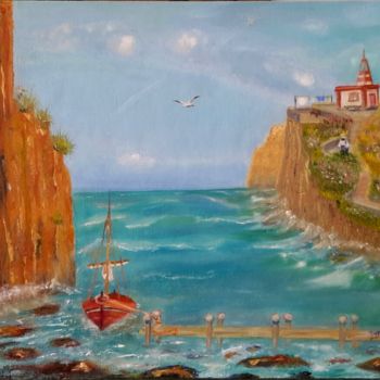Painting titled "Sea. Bay and lighth…" by Ora, Original Artwork, Oil