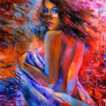 Картина под названием "Девушка после купан…" - Ирина Жигалова, Подлинное произведение искусства, Масло Установлен на Деревян…