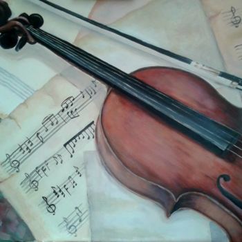 Картина под названием "Скрипка" - Irina Kanepe, Подлинное произведение искусства, Масло